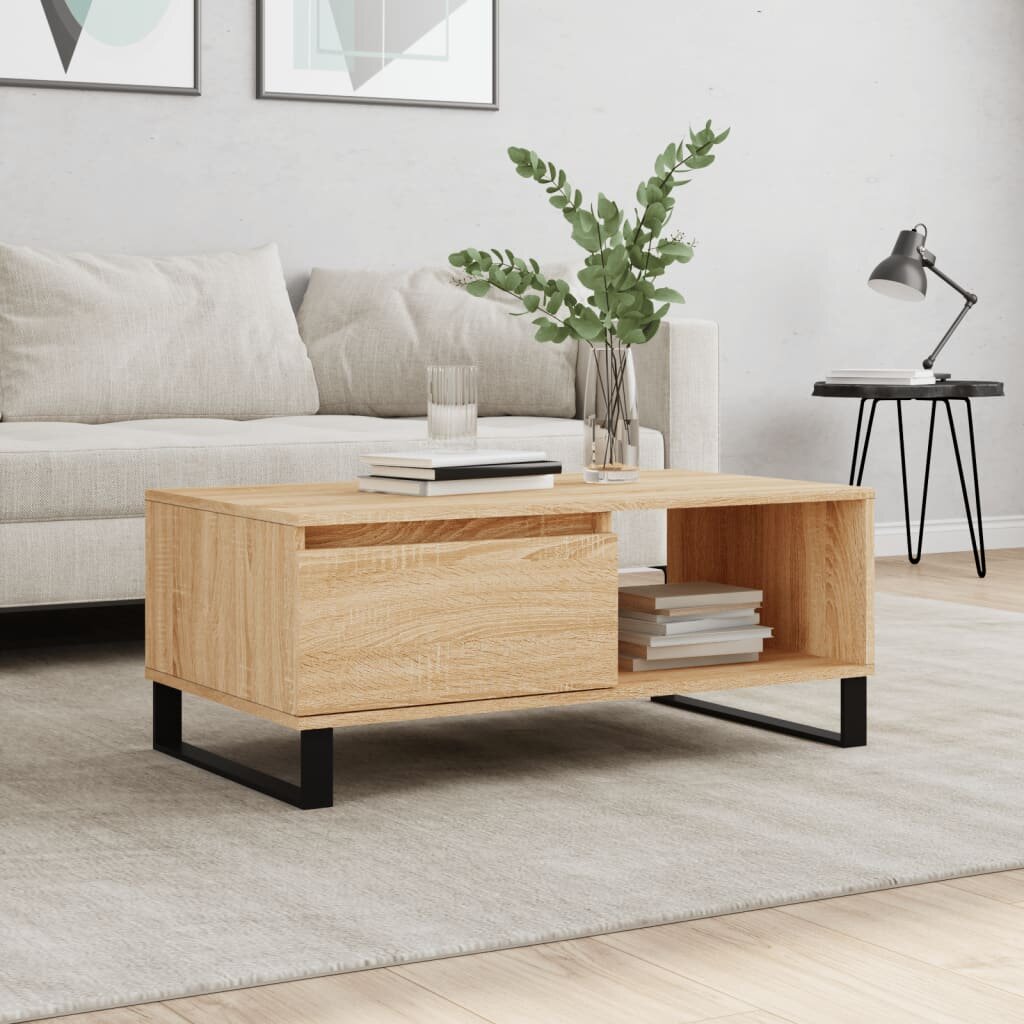 vidaXL Кафе маса дъб сонома 90x50x365 см инженерно дърво