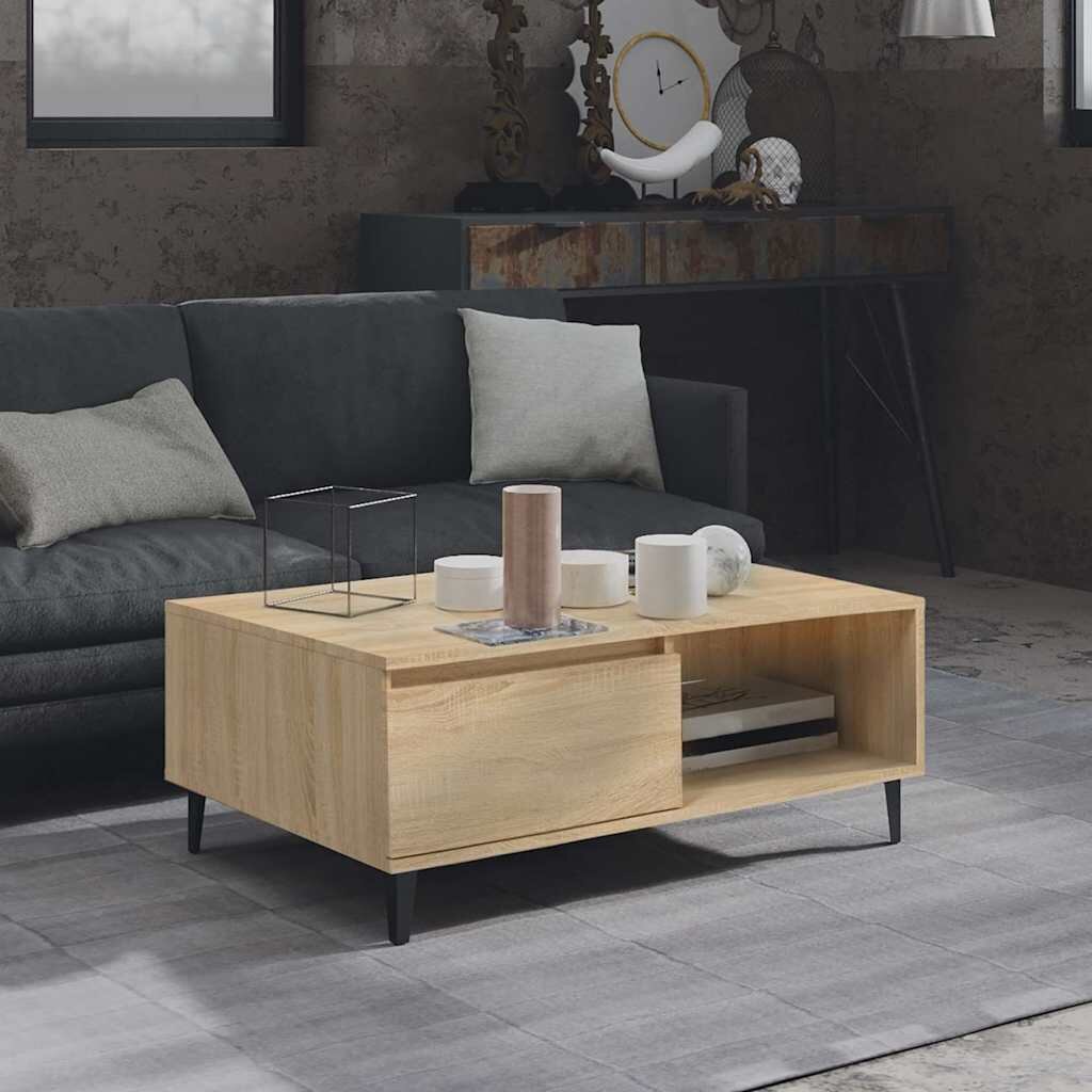 vidaXL Кафе маса дъб сонома 90x60x35 см инженерно дърво