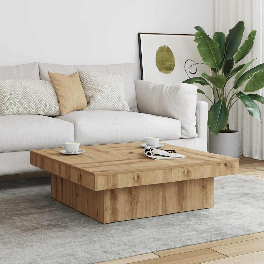 vidaXL Кафе маса дъб сонома 90x90x28 см инженерно дърво