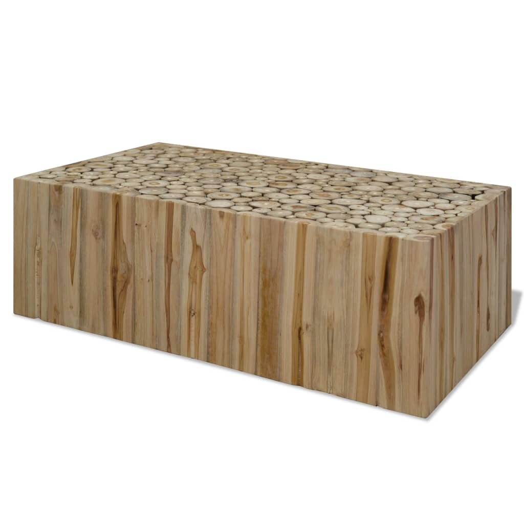 vidaXL Кафе маса естествен тик 90x50x30 cм