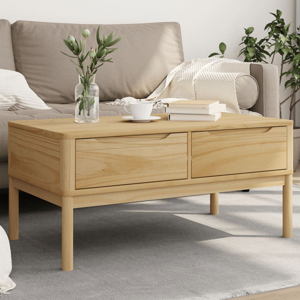 vidaXL Кафе маса FLORO восъчнокафява99x555x45см борово дърво масив