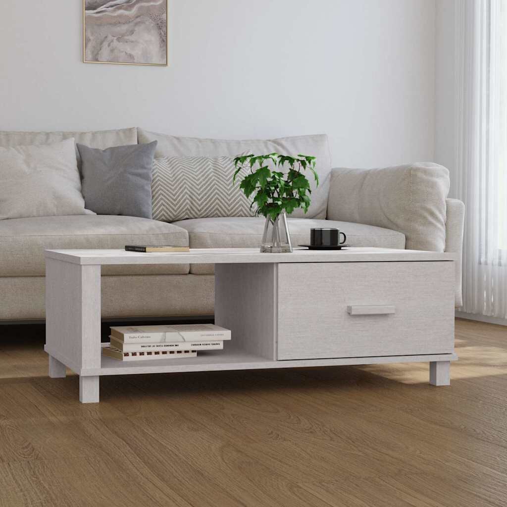 vidaXL Кафе маса HAMAR бяла 100x55x35 см борово дърво масив