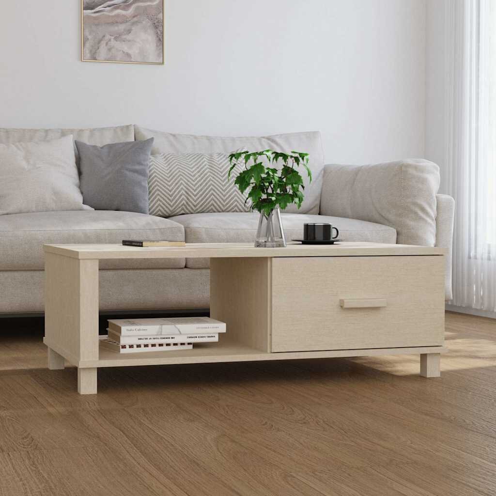 vidaXL Кафе маса HAMAR меденокафява 100x55x35 см борово дърво масив