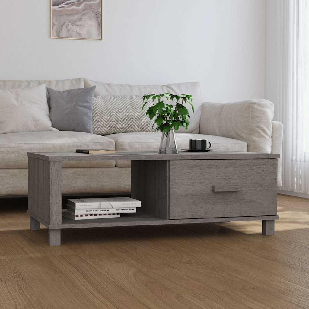 vidaXL Кафе маса HAMAR светлосива 100x55x35 см борово дърво масив