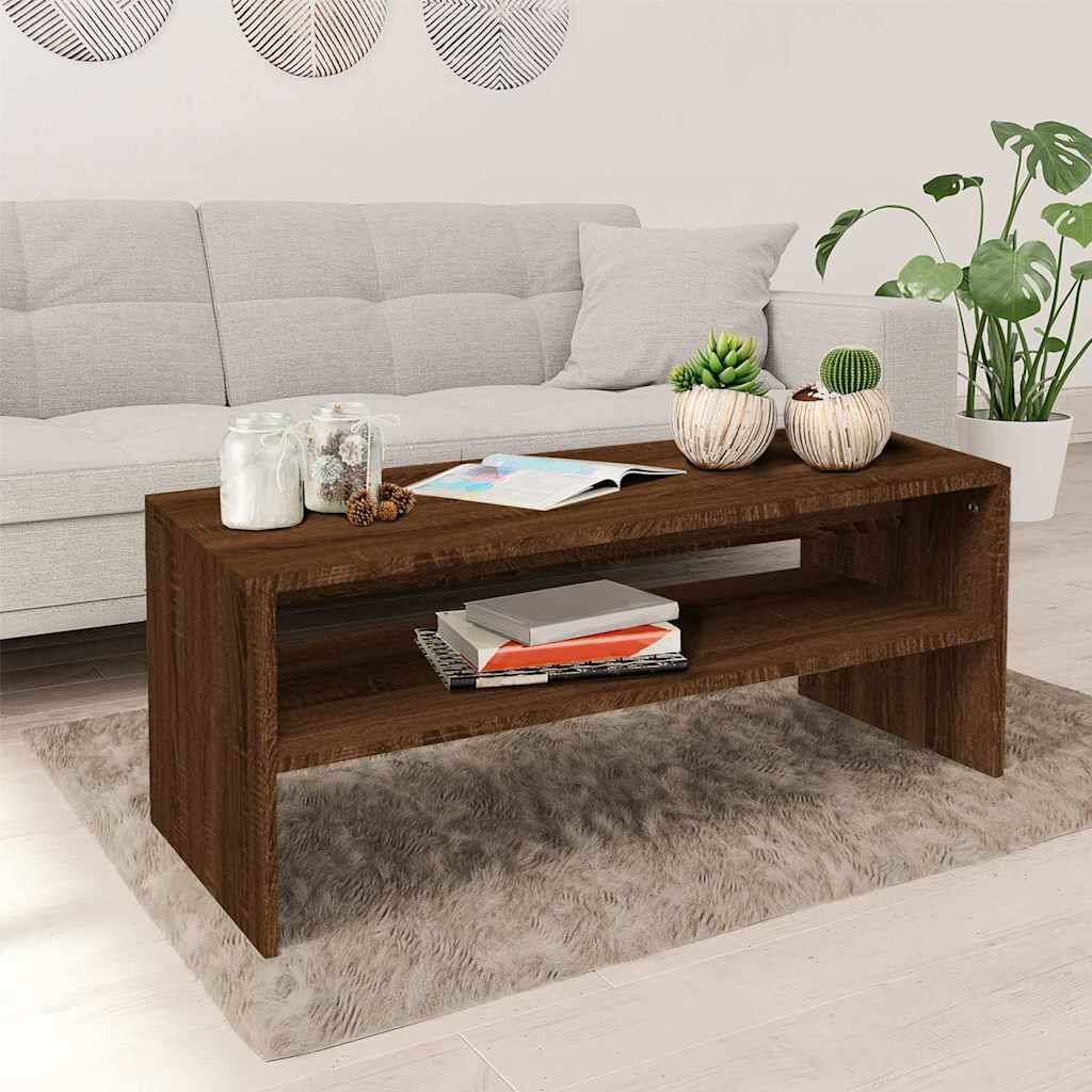 vidaXL Кафе маса кафяв дъб 100x40x40 см инженерно дърво