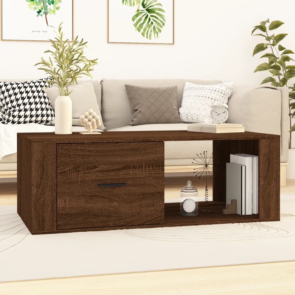 vidaXL Кафе маса кафяв дъб 100x505x35 см инженерно дърво