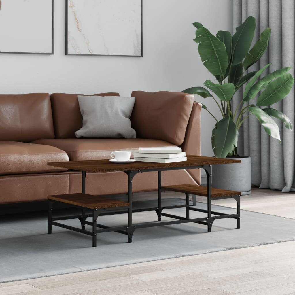 vidaXL Кафе маса кафяв дъб 100x505x40 см инженерно дърво