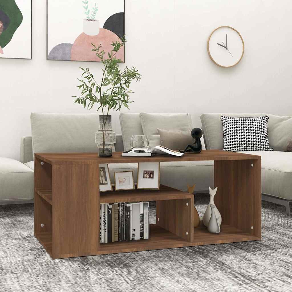 vidaXL Кафе маса кафяв дъб 100x50x40 см инженерно дърво