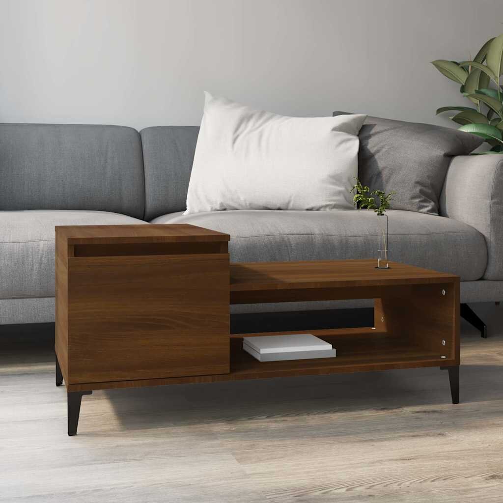 vidaXL Кафе маса кафяв дъб 100x50x45 см инженерно дърво