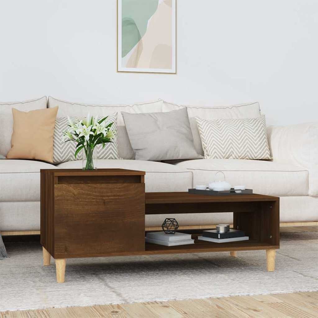 vidaXL Кафе маса кафяв дъб 100x50x45 см инженерно дърво