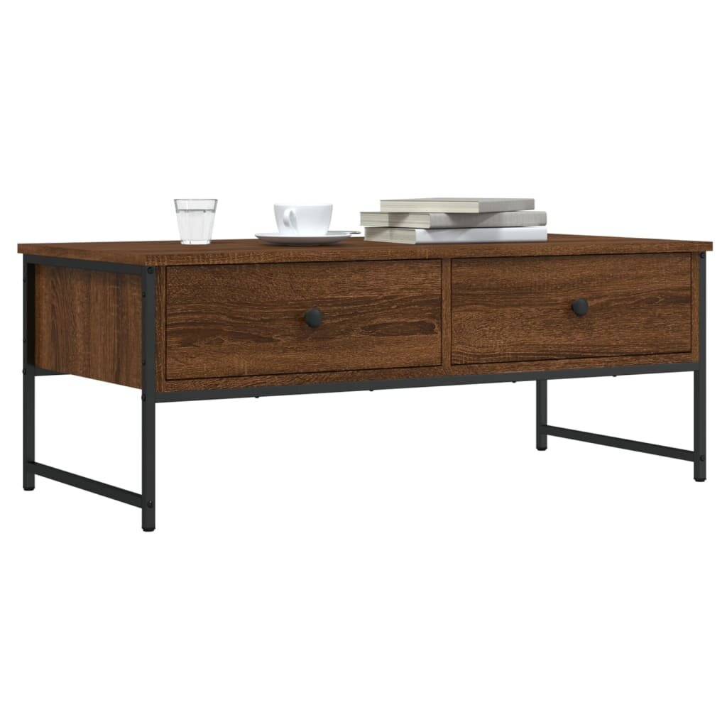 vidaXL Кафе маса кафяв дъб 101x49x395 см инженерно дърво