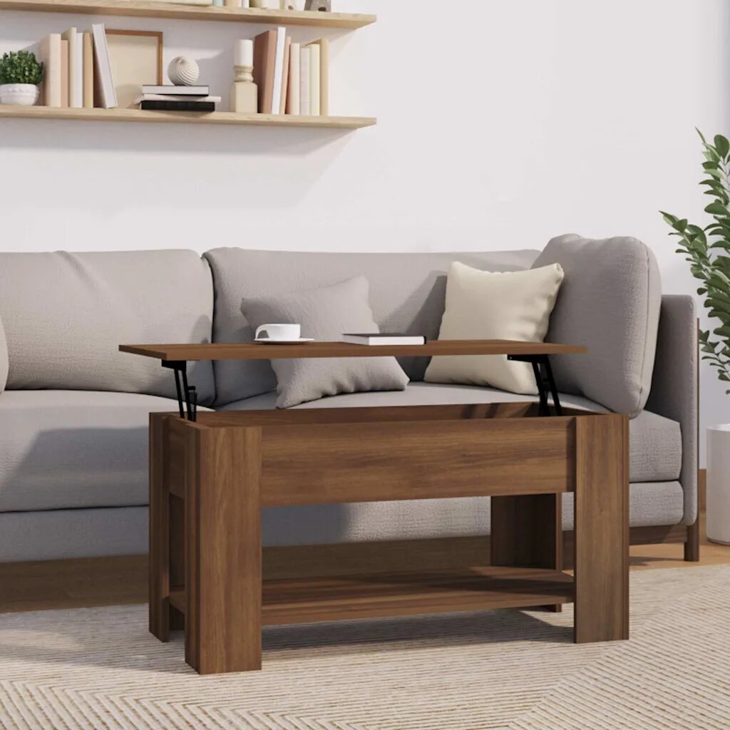 vidaXL Кафе маса кафяв дъб 101x49x52 см инженерно дърво