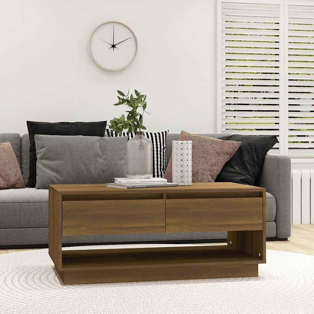 vidaXL Кафе маса кафяв дъб 1025x55x44 см инженерно дърво
