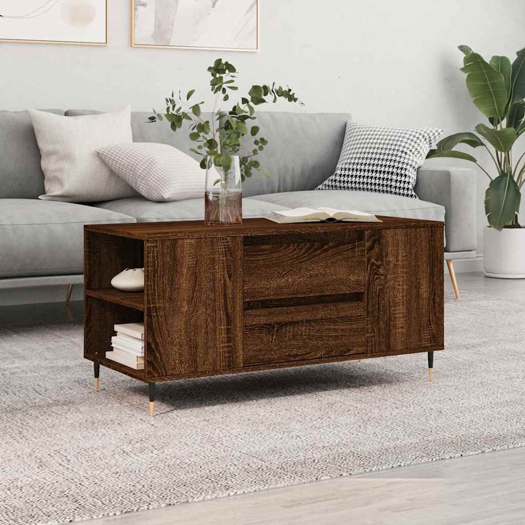 vidaXL Кафе маса кафяв дъб 102x445x50 см инженерно дърво