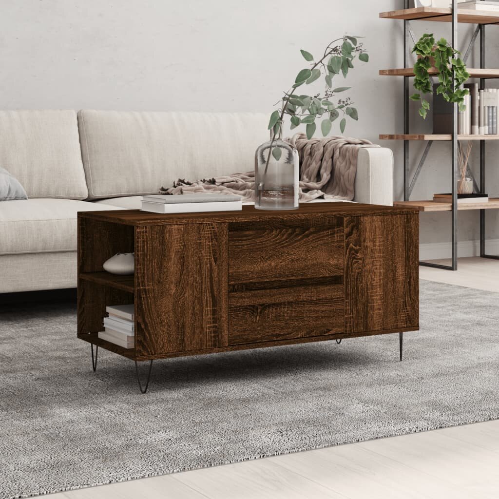 vidaXL Кафе маса кафяв дъб 102x445x50 см инженерно дърво