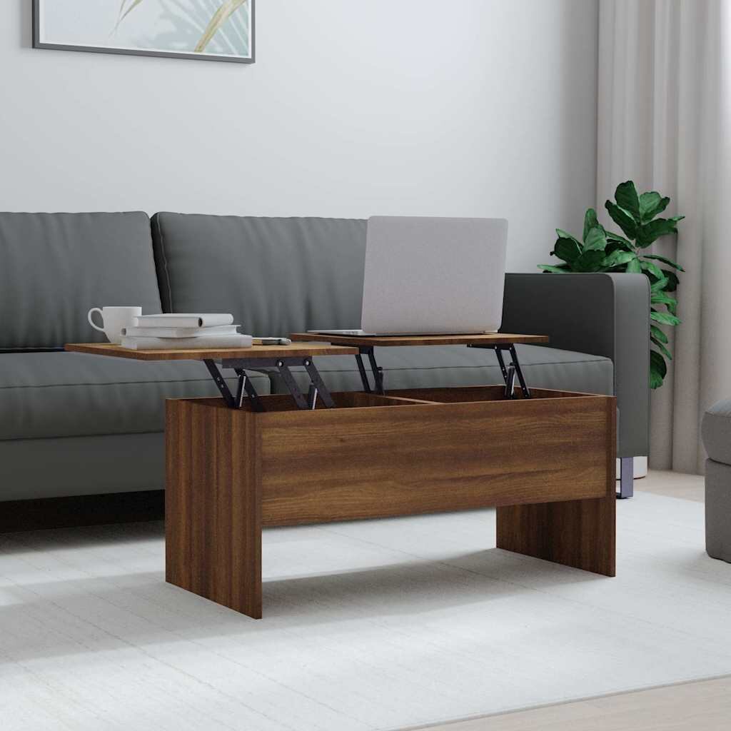 vidaXL Кафе маса кафяв дъб 102x505x465 см инженерно дърво