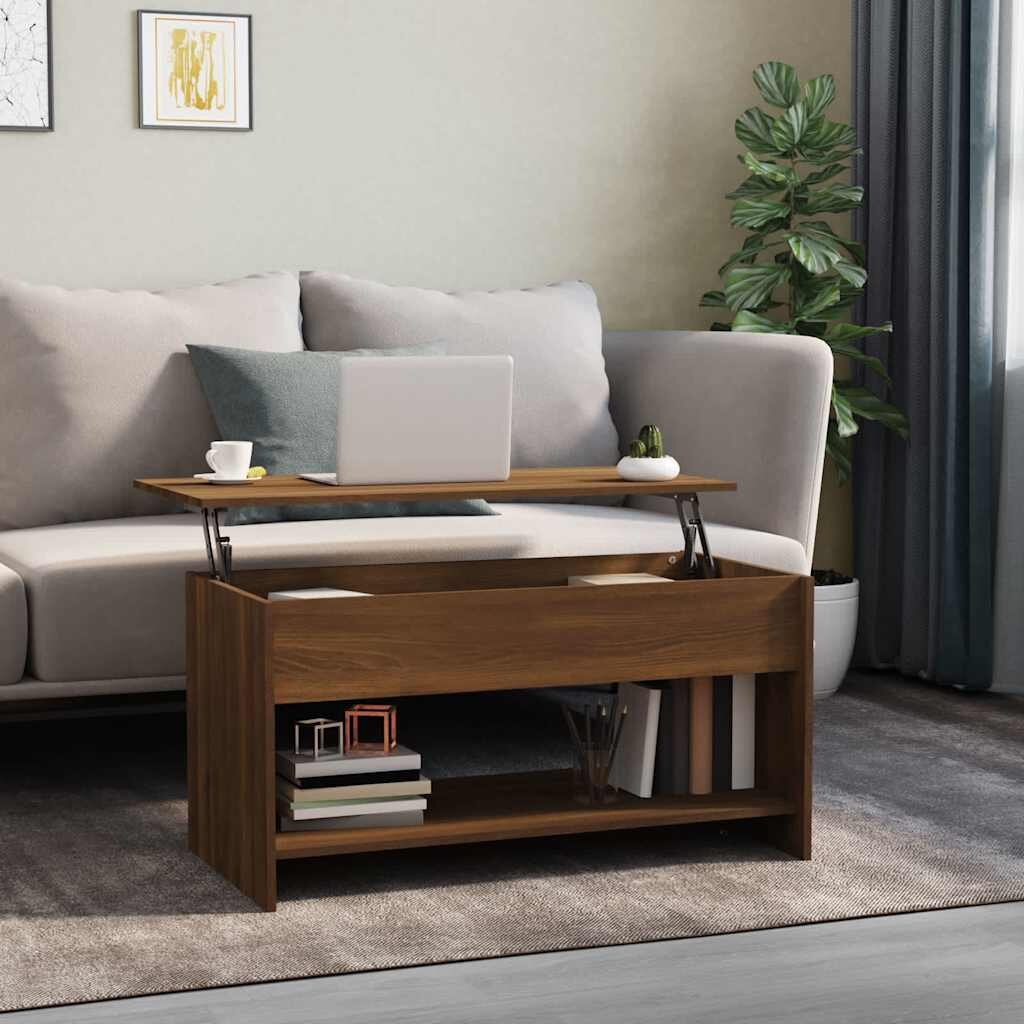 vidaXL Кафе маса кафяв дъб 102x50x525 см инженерно дърво
