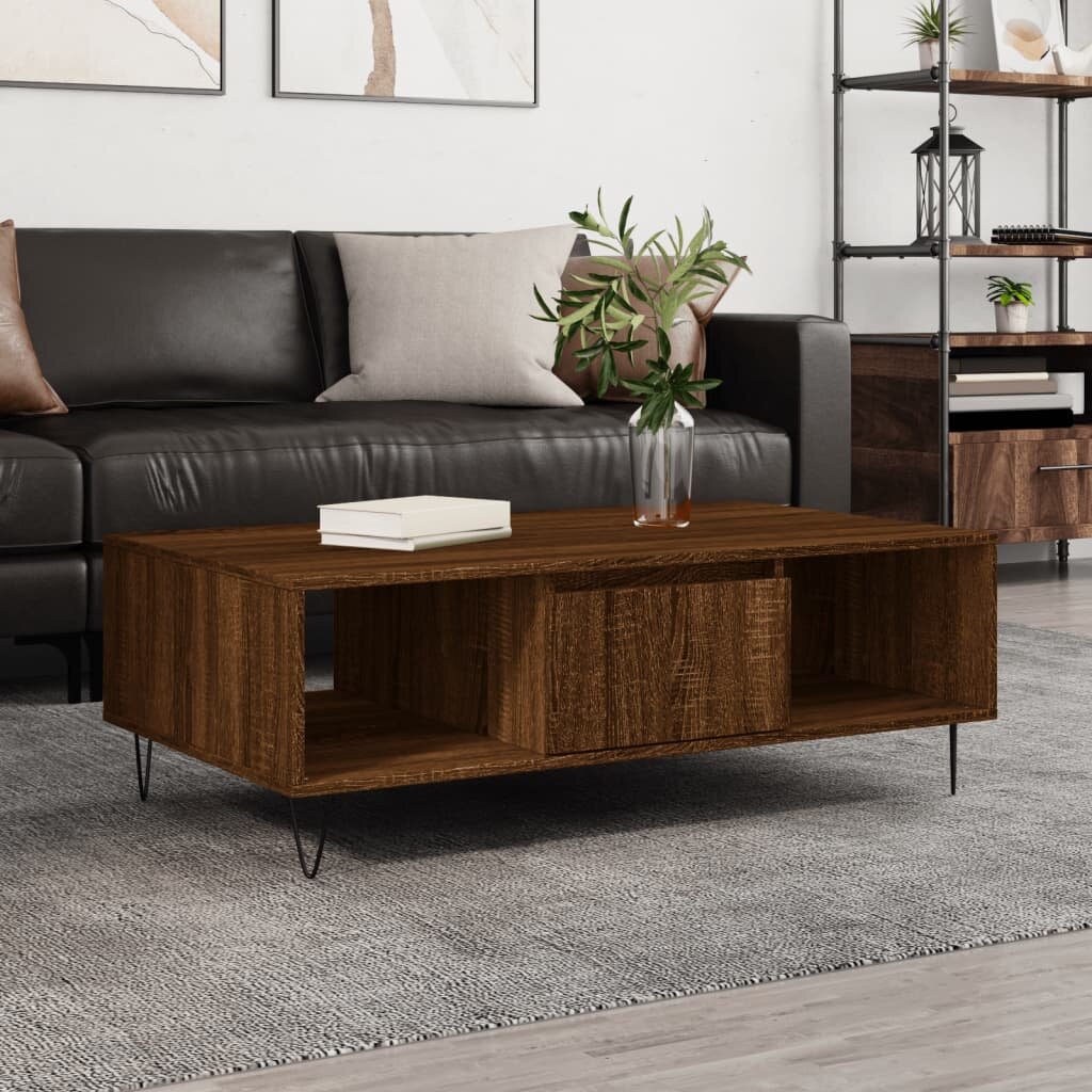 vidaXL Кафе маса кафяв дъб 104x60x35 см инженерно дърво