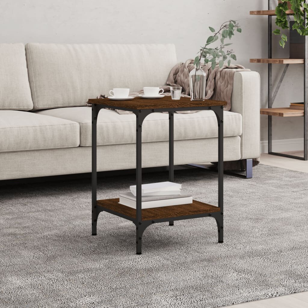 vidaXL Кафе маса кафяв дъб 40x40x55 см инженерно дърво