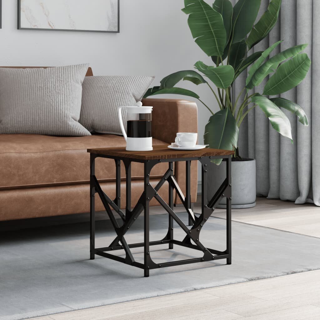 vidaXL Кафе маса кафяв дъб 45x45x475 см инженерно дърво