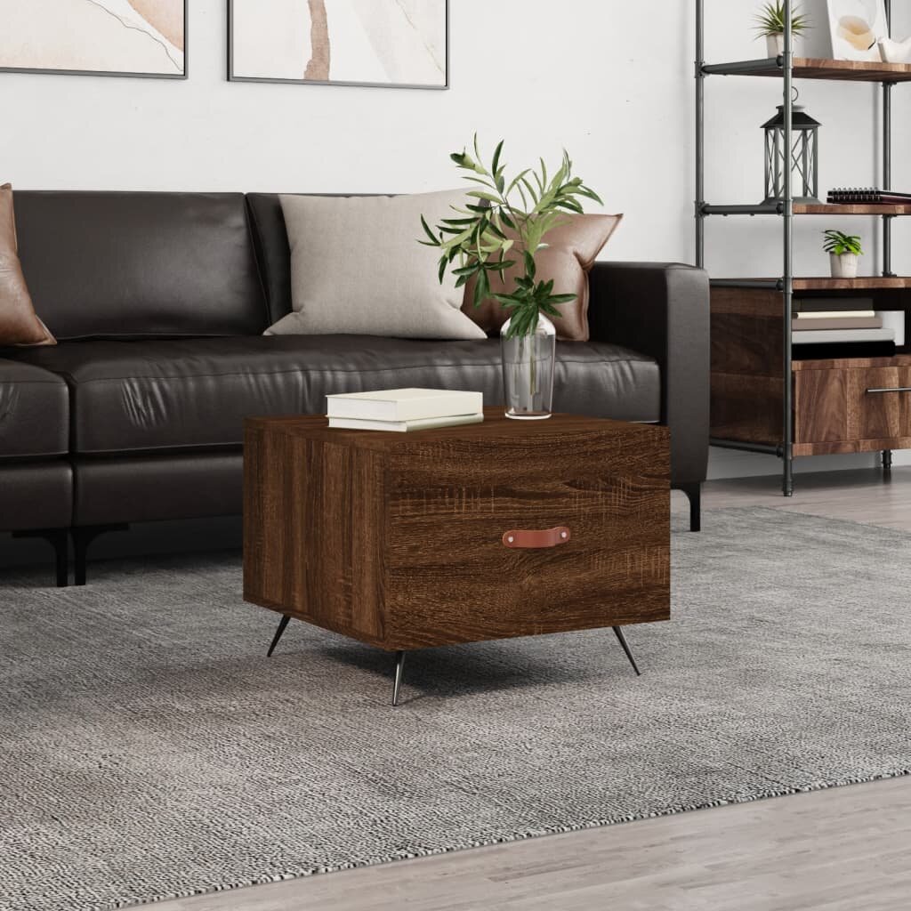 vidaXL Кафе маса кафяв дъб 50x50x40 см инженерно дърво