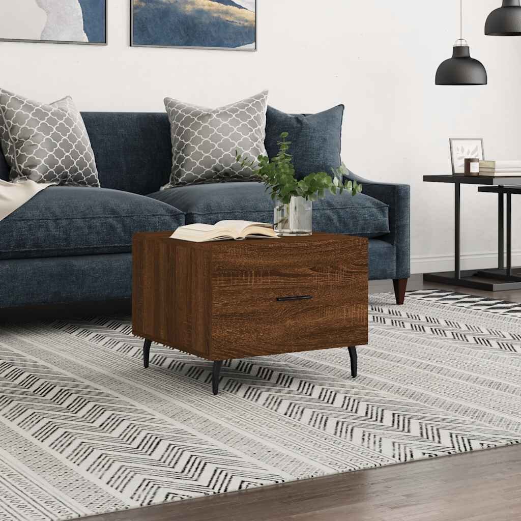 vidaXL Кафе маса кафяв дъб 50x50x40 см инженерно дърво
