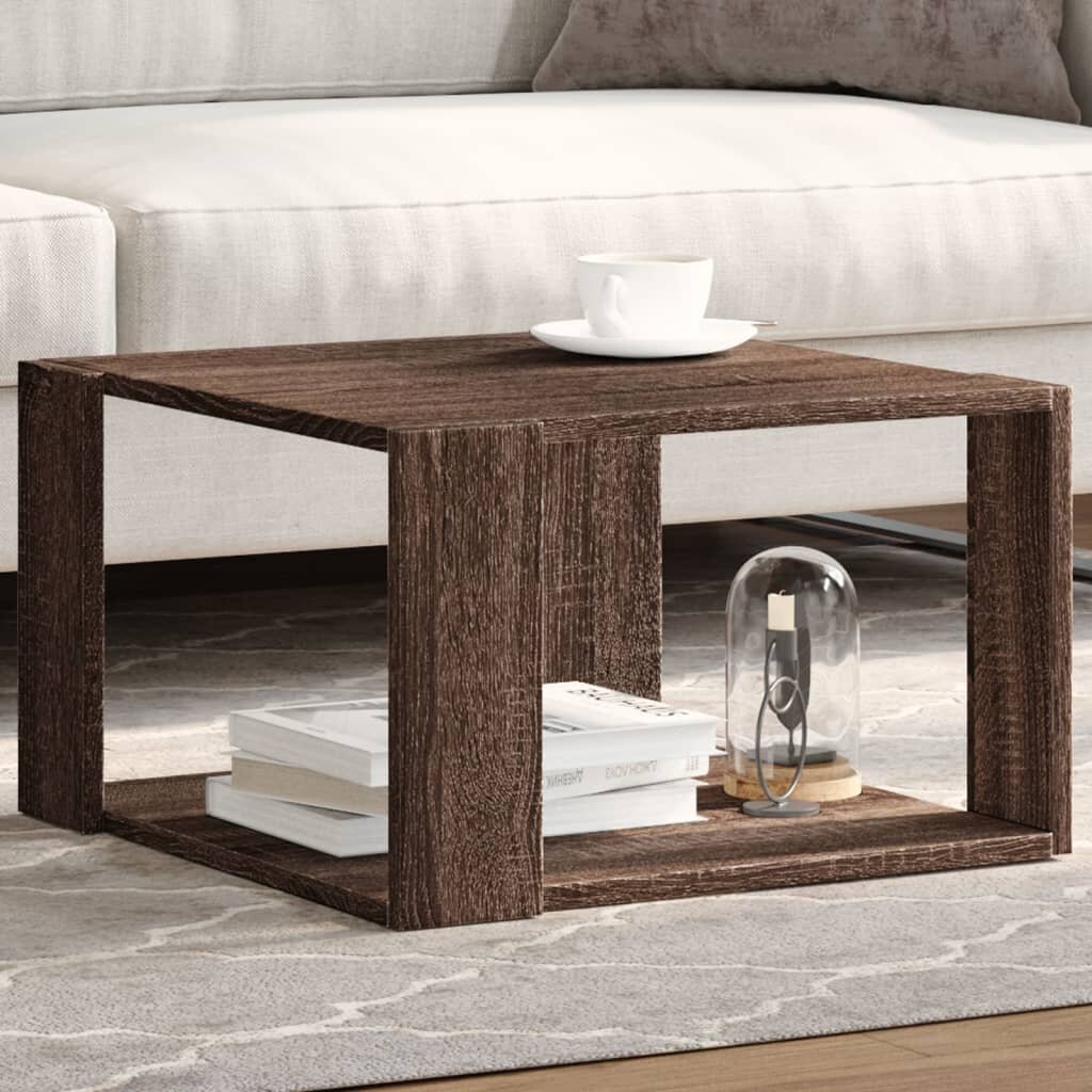 vidaXL Кафе маса кафяв дъб 515x515x30 см инженерно дърво