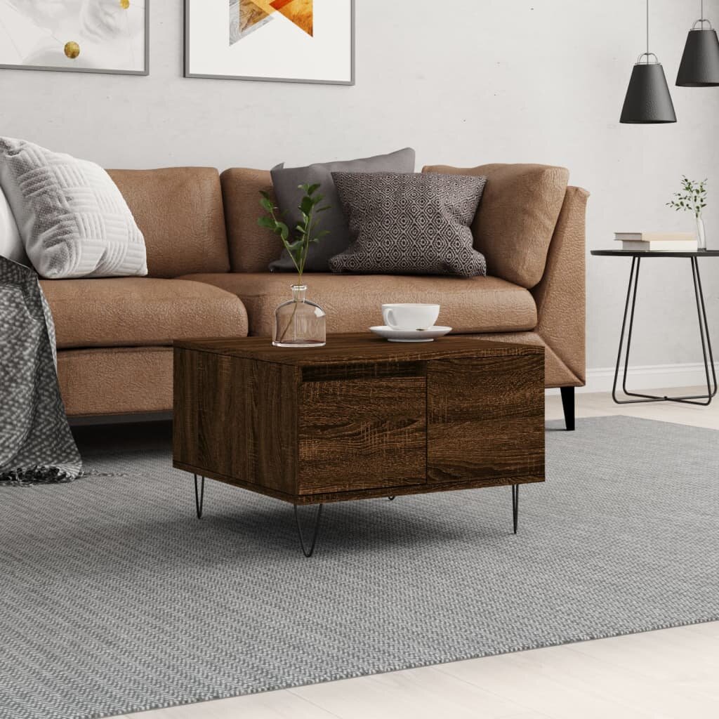 vidaXL Кафе маса кафяв дъб 55x55x365 см инженерно дърво