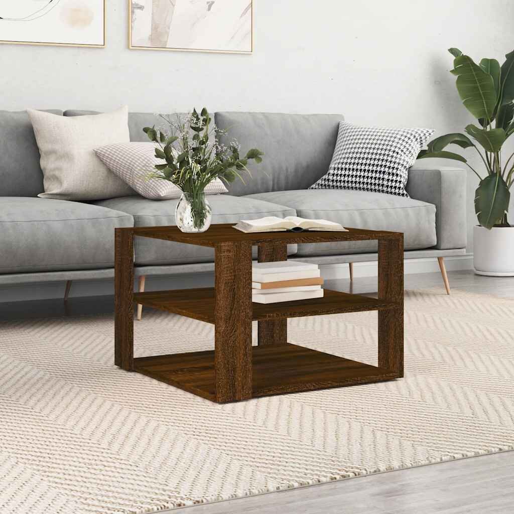 vidaXL Кафе маса кафяв дъб 58x58x40 см инженерно дърво