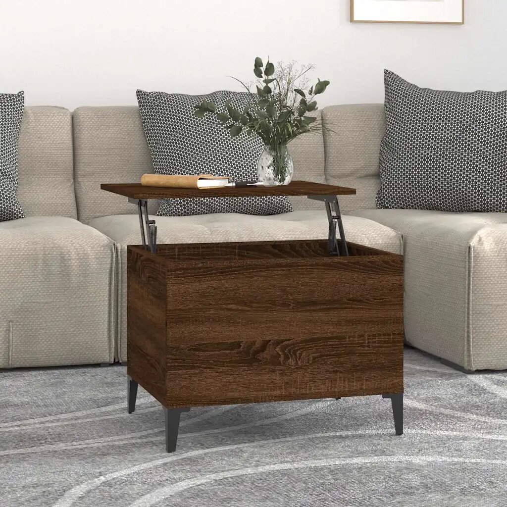 vidaXL Кафе маса кафяв дъб 60x445x45 см инженерно дърво
