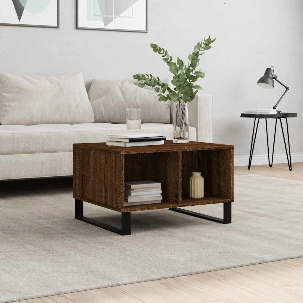 vidaXL Кафе маса кафяв дъб 60x50x365 см инженерно дърво