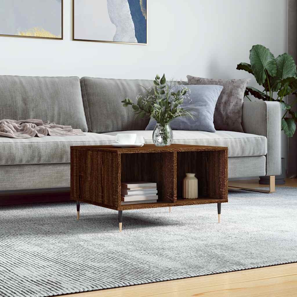 vidaXL Кафе маса кафяв дъб 60x50x365 см инженерно дърво