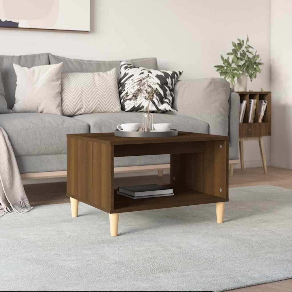 vidaXL Кафе маса кафяв дъб 60x50x40 см инженерно дърво