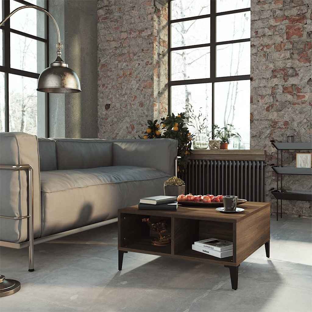 vidaXL Кафе маса кафяв дъб 60x60x30 см инженерно дърво