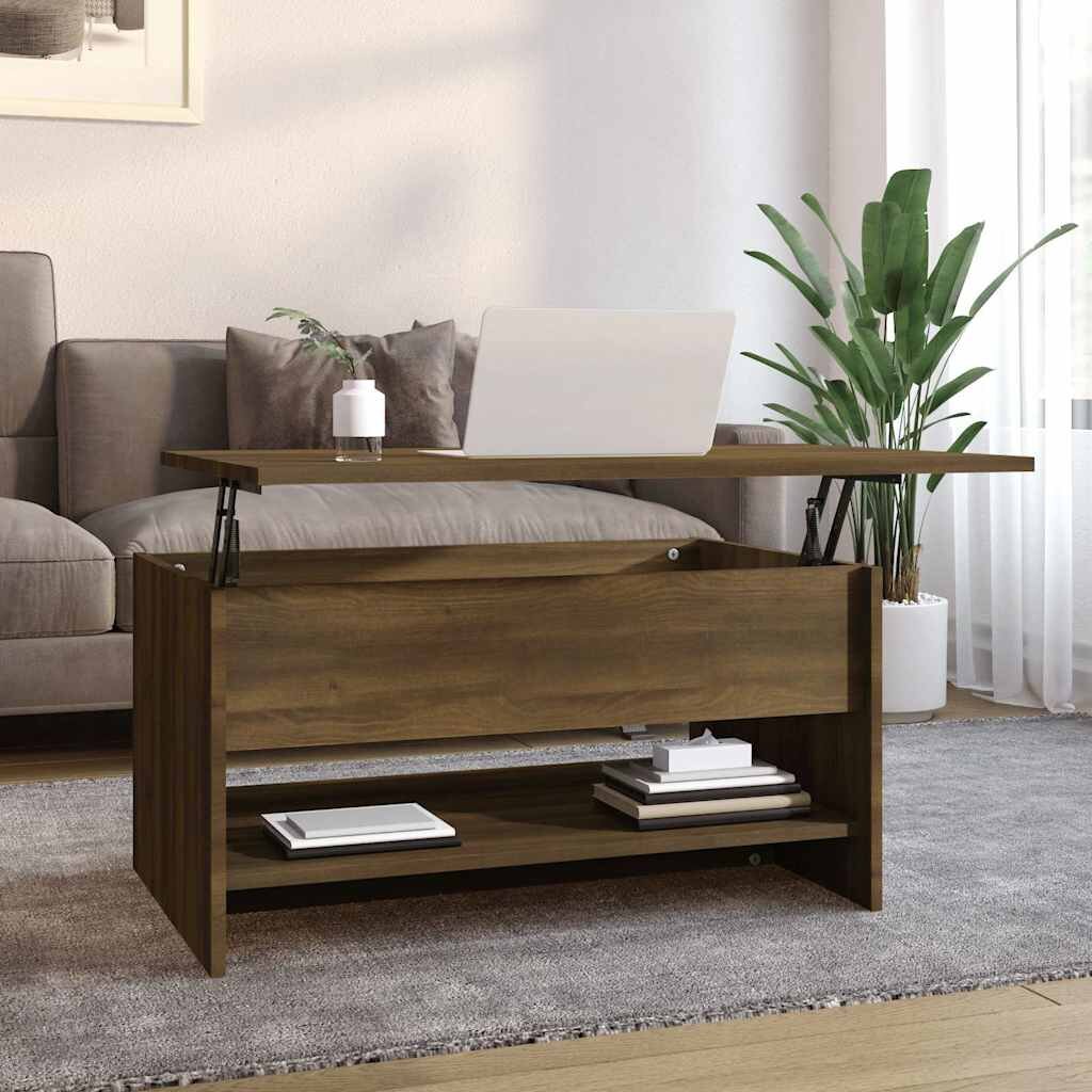 vidaXL Кафе маса кафяв дъб 80x50x40 см инженерно дърво