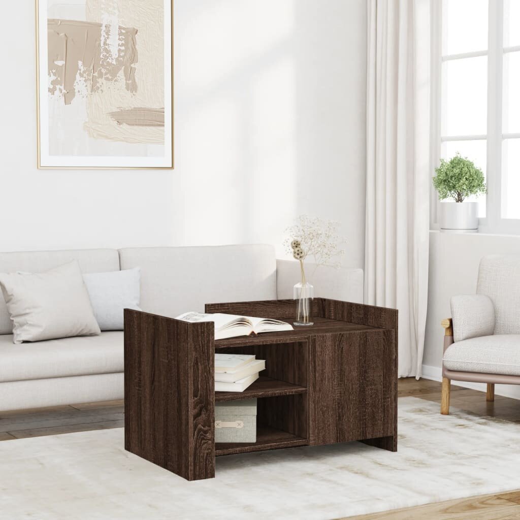 vidaXL Кафе маса кафяв дъб 80x50x50 см инженерно дърво