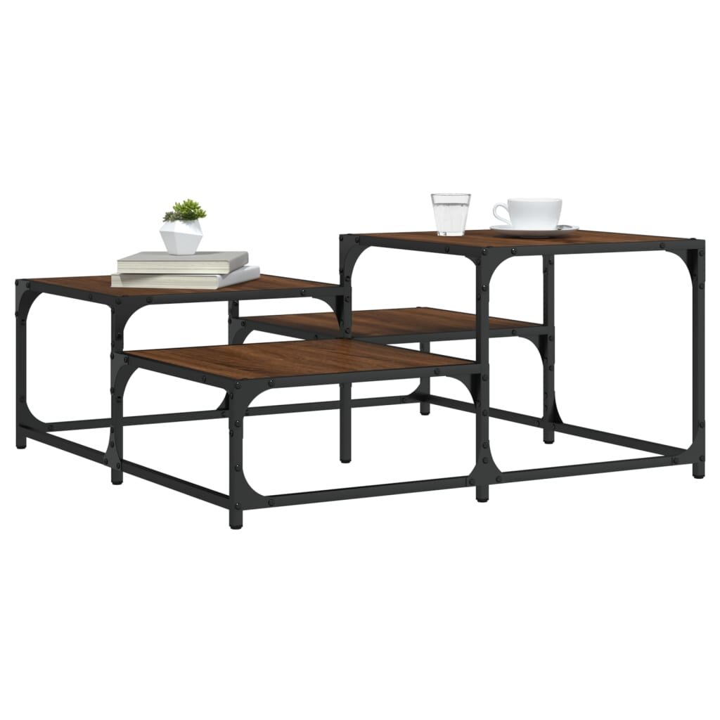 vidaXL Кафе маса кафяв дъб 875x875x40 см инженерно дърво