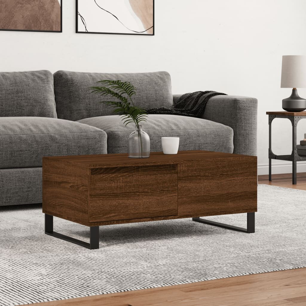 vidaXL Кафе маса кафяв дъб 90x50x365 см инженерно дърво