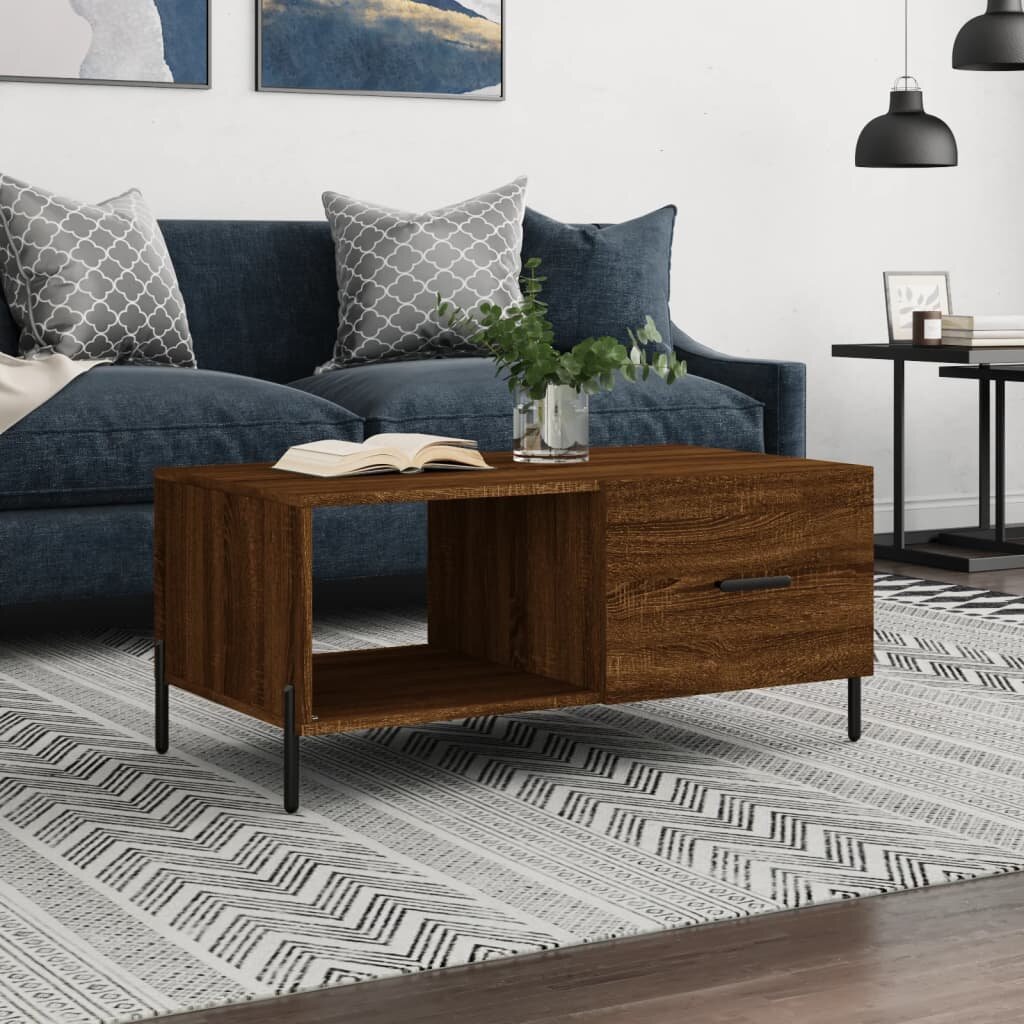 vidaXL Кафе маса кафяв дъб 90x50x40 см инженерно дърво