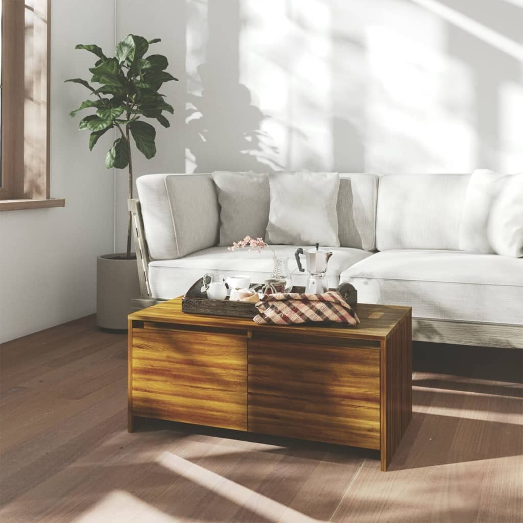 vidaXL Кафе маса кафяв дъб 90x50x415 см инженерно дърво
