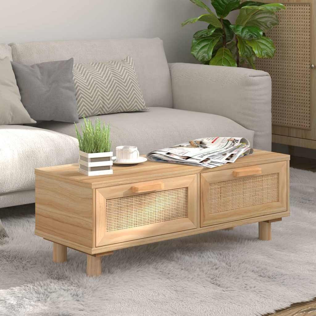 vidaXL Кафе маса кафява 80x40x30 см инженерно дърво и бор масив