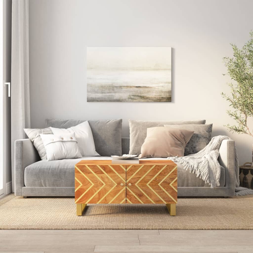vidaXL Кафе маса кафява 80x50x40 см мангово дърво масив