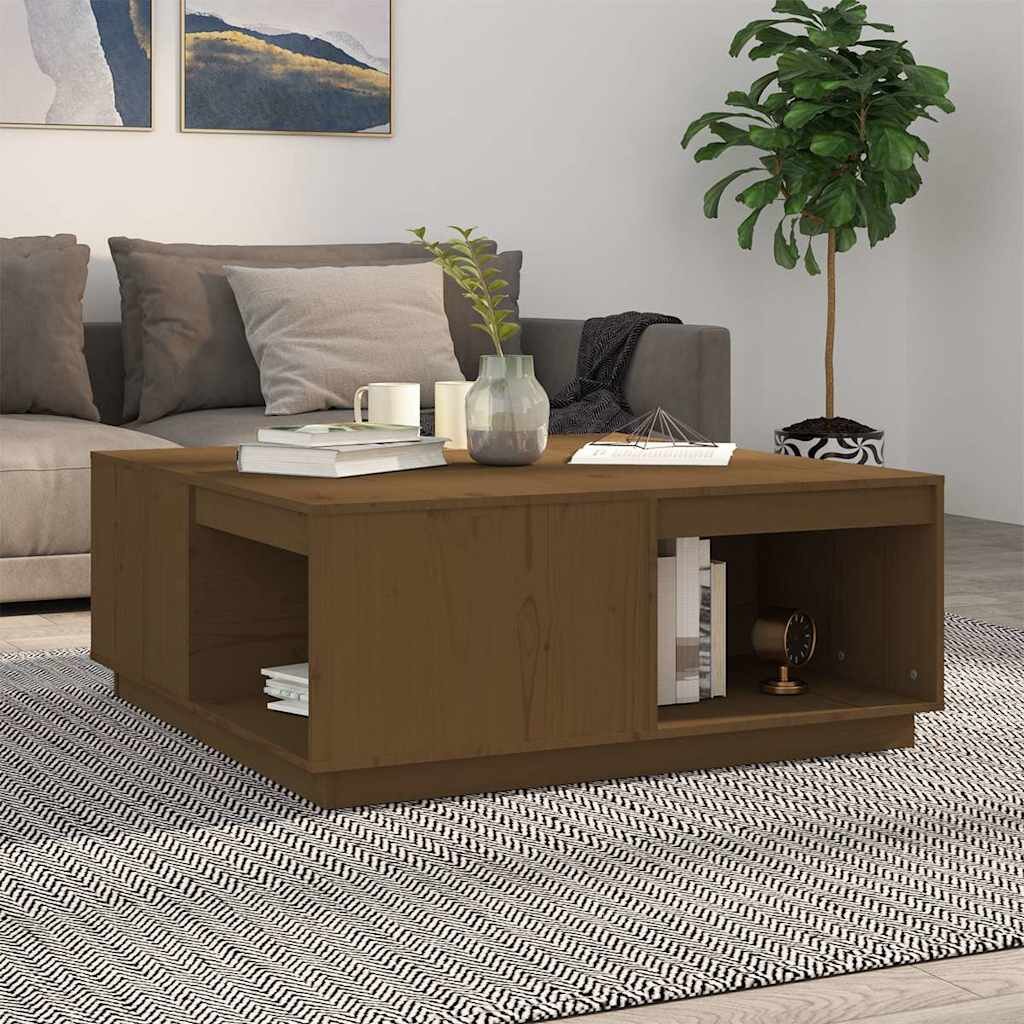 vidaXL Кафе маса меденокафява 100x101x405 см борово дърво масив