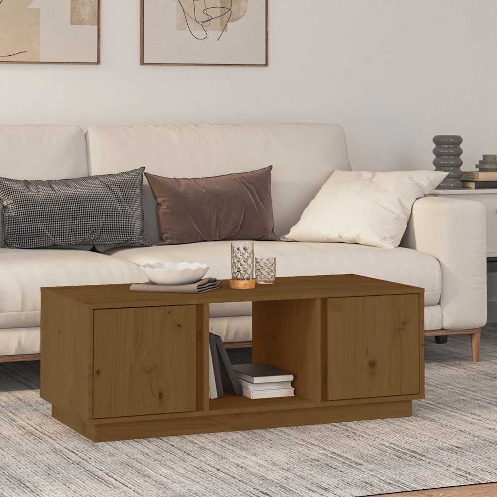 vidaXL Кафе маса меденокафява 110x50x40 см бор дърво масив