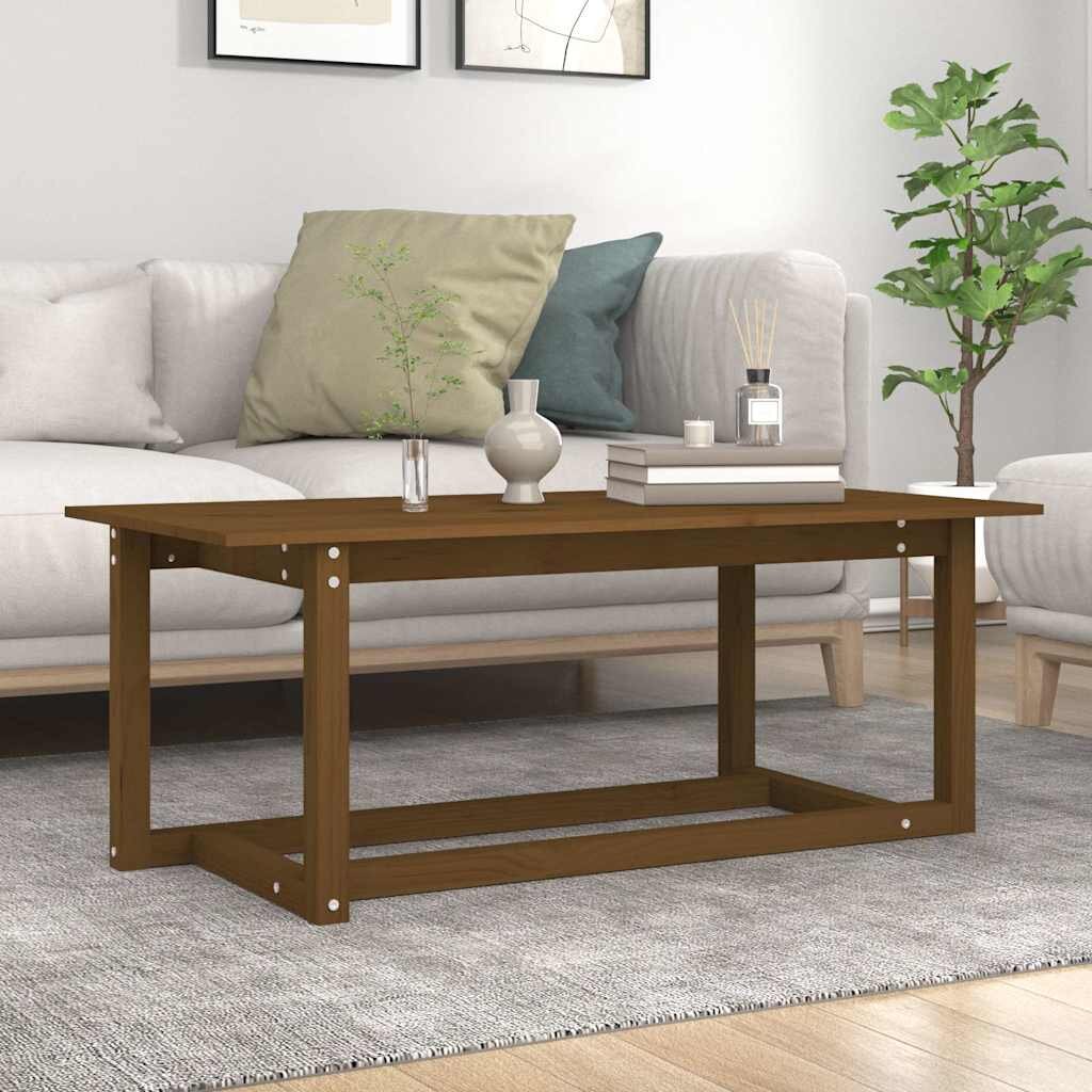 vidaXL Кафе маса меденокафява 110x55x45 см борово дърво масив