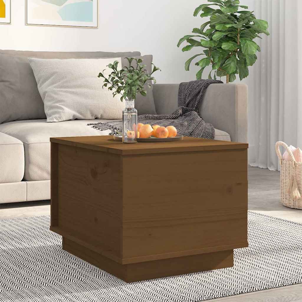 vidaXL Кафе маса меденокафява 40x50x35 см борово дърво масив