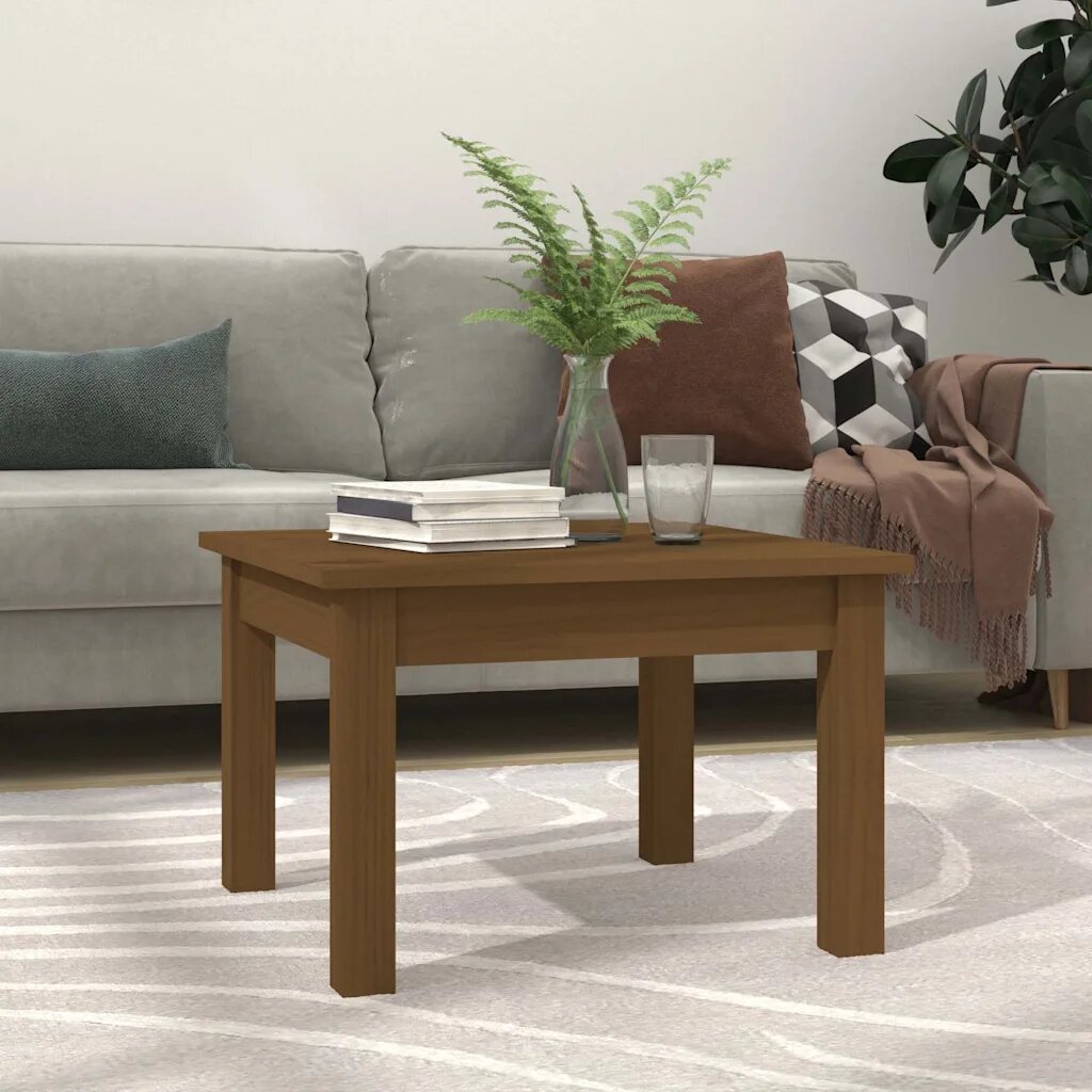 vidaXL Кафе маса меденокафява 45x45x30 см бор дърво масив