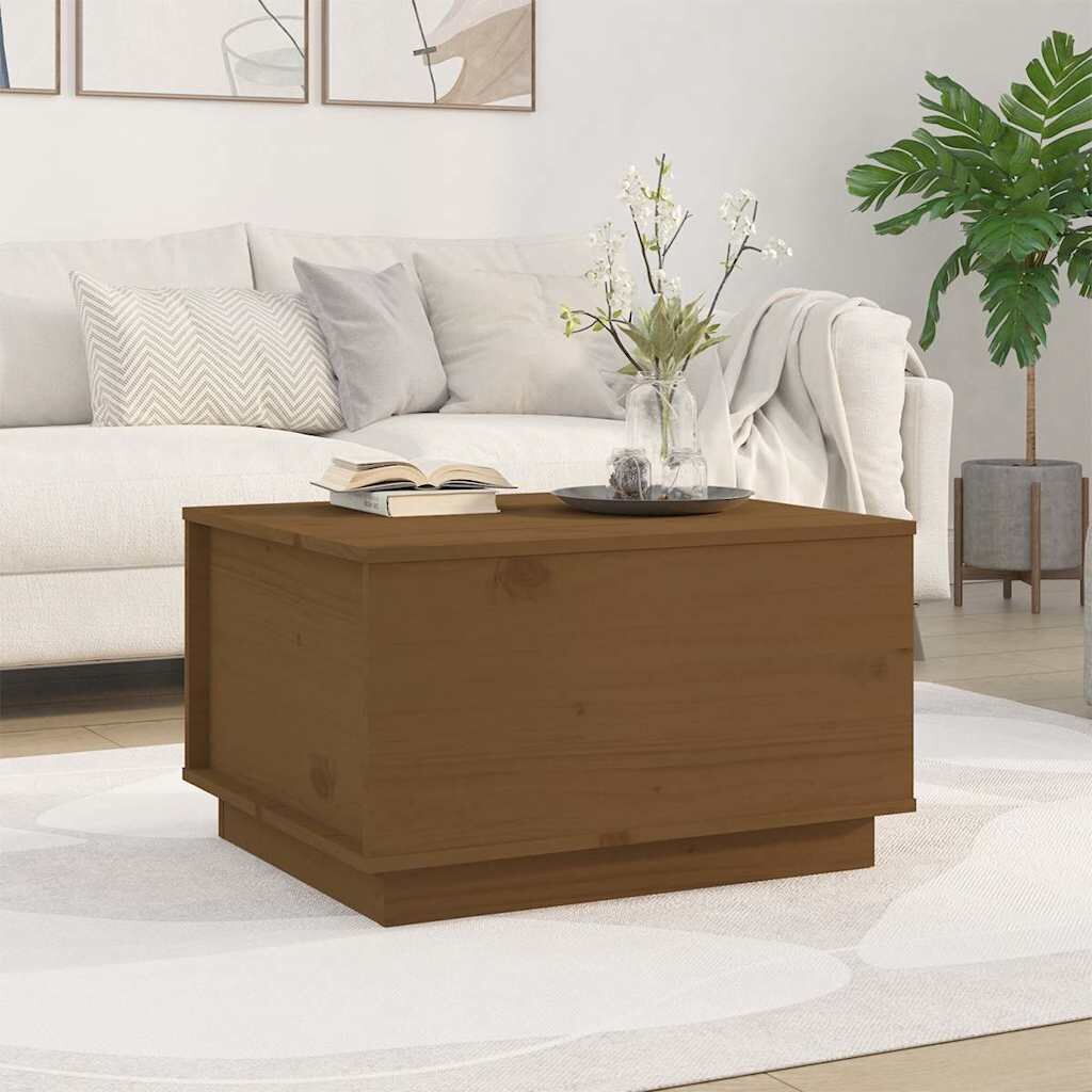 vidaXL Кафе маса меденокафява 60x50x35 см борово дърво масив