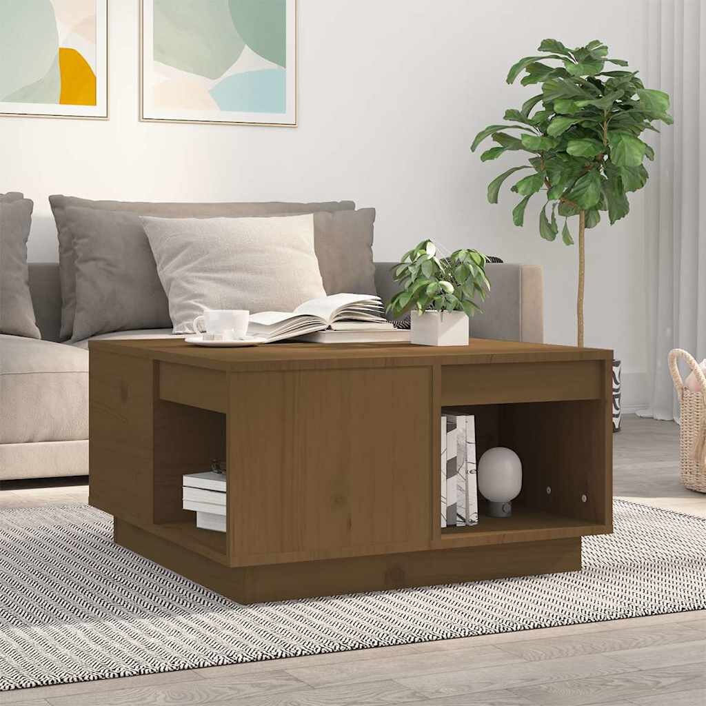 vidaXL Кафе маса меденокафява 60x61x325 см борово дърво масив