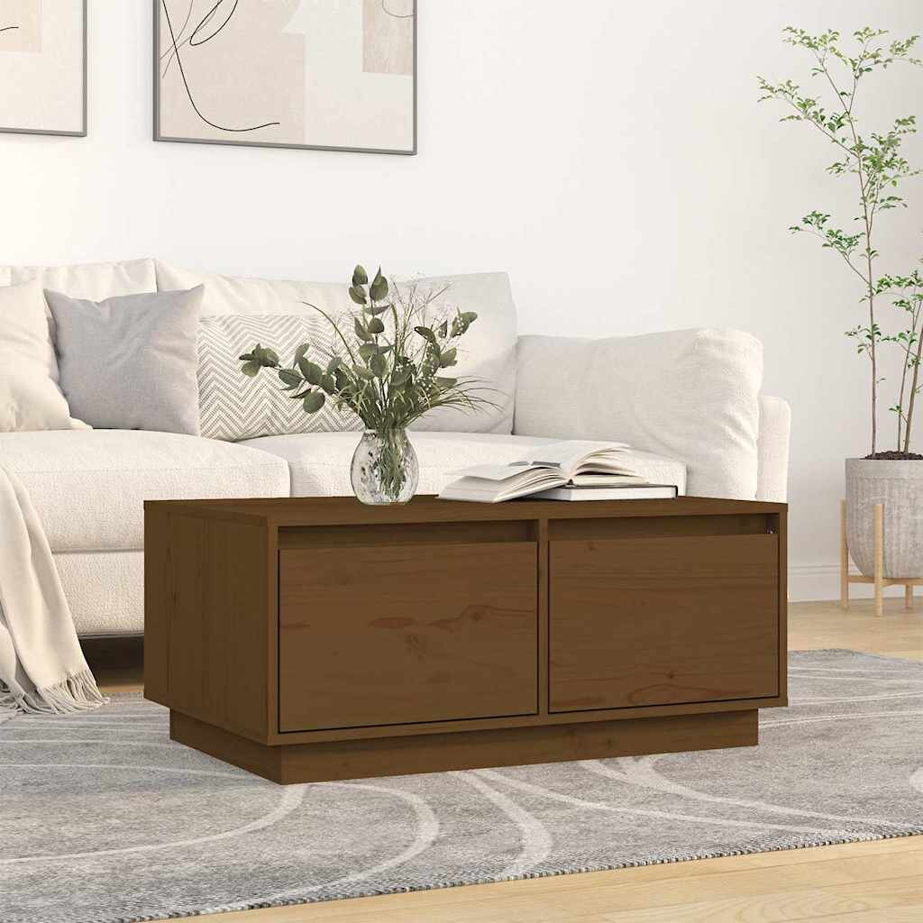 vidaXL Кафе маса меденокафява 80x50x35 см борово дърво масив